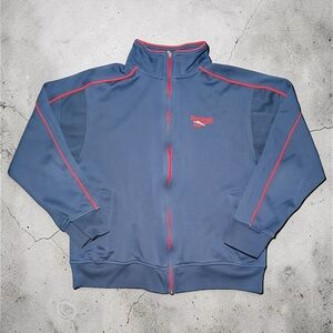 Reebok Blue Zip-Up Sweater with Red Trim